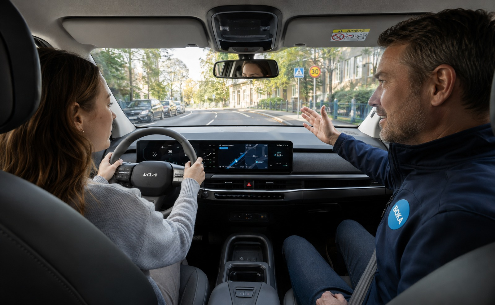 Bokakörning instructor with a student driver